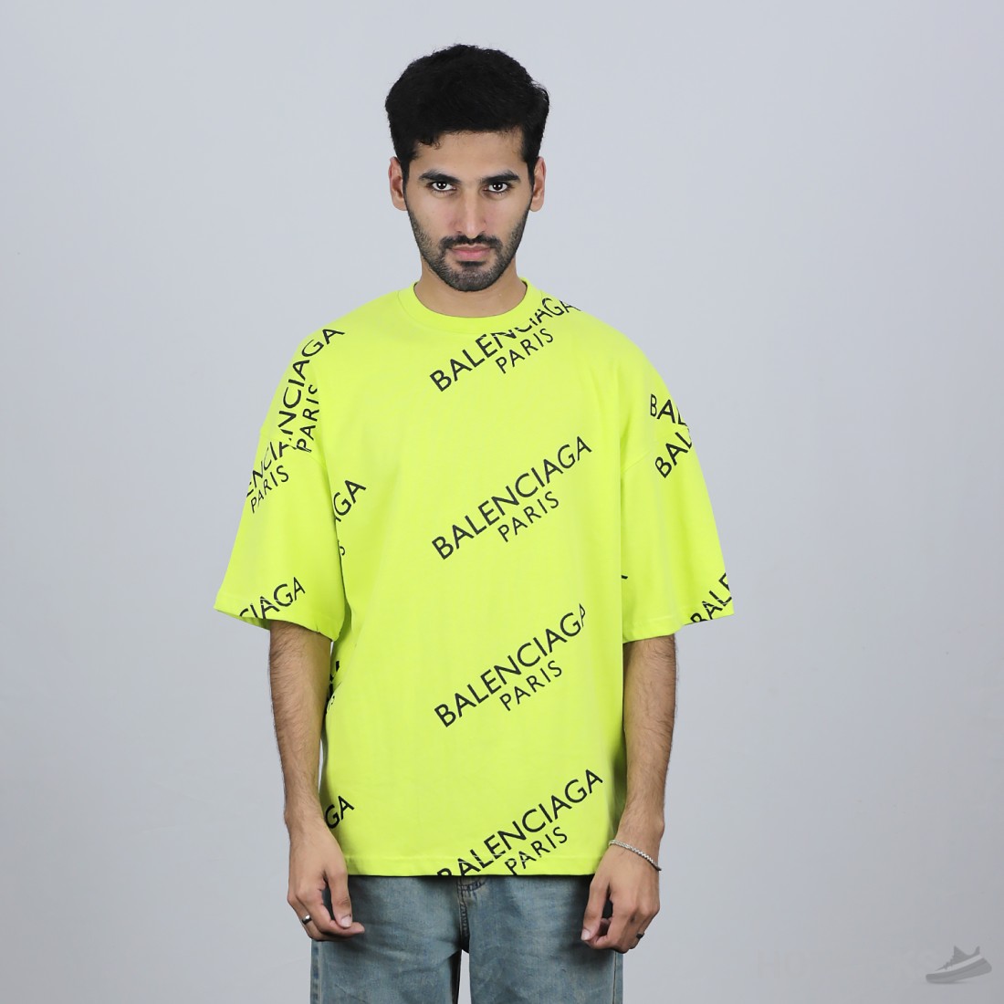 Balenciaga Paris Oversized Neon T Cashmere Sprayed Sweater knit Shirt